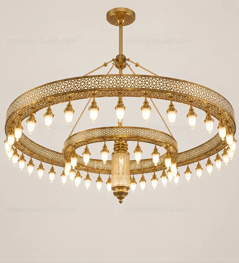 Double-Ring Ottoman Mosque Chandelier front product view