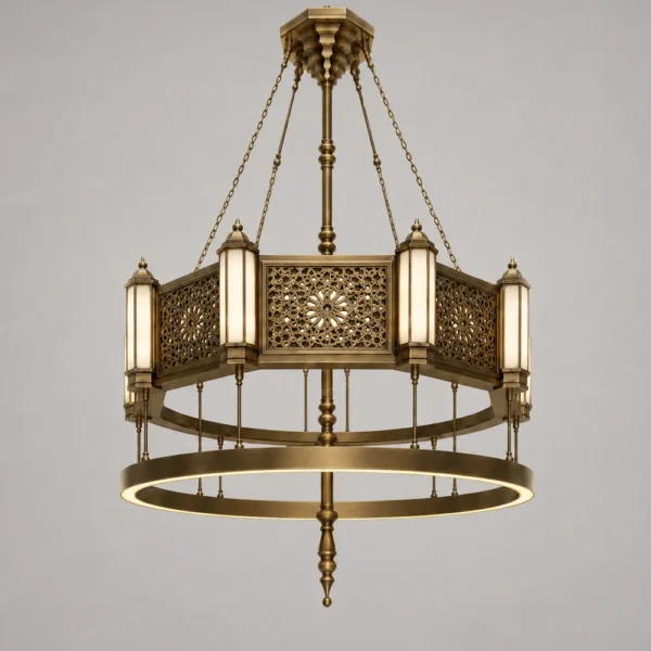 Square Ottoman Lantern Mosque Chandelier front product view
