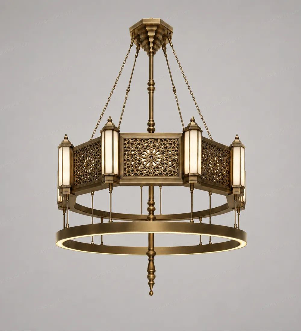 Square Ottoman Lantern Mosque Chandelier front product view