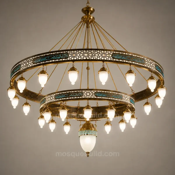 Turquoise Double-Ring Mosque Chandelier front product view