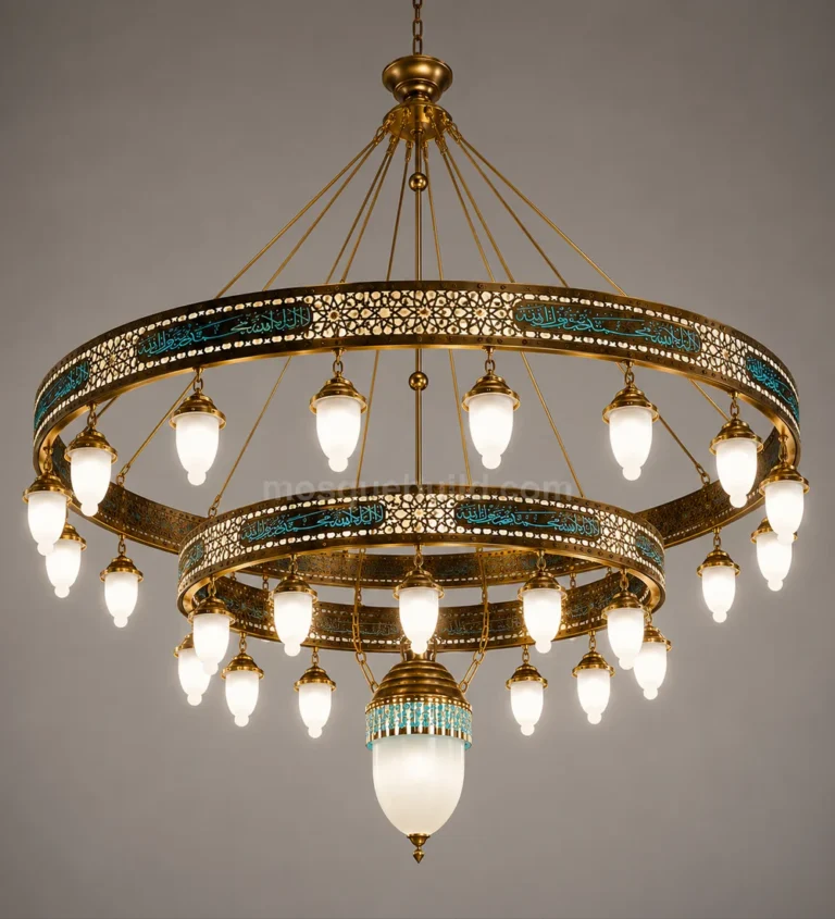 Mosque Chandelier Size & Suspension Guide — technical/detail view