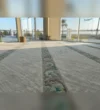 Grey and Turquoise Mosque Carpet prayer row layout and pattern direction
