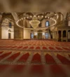 Red Ottoman Mosque Carpet prayer row layout and pattern direction