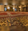 Red Ottoman Mosque Carpet decorative prayer row border detail