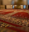 Red Ottoman Mosque Carpet close-up of the carpet pile and motif