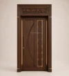 Walnut Geometric Panel Wooden Mosque Door front product view