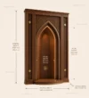 Technical presentation of Arched Walnut Wooden Mosque Door with project-specific dimensions