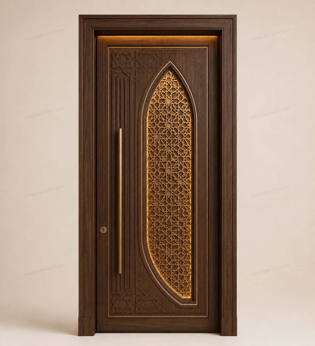 Islamic Lattice Walnut Mosque Door – Main Islamic Lattice Walnut Mosque Door front product view