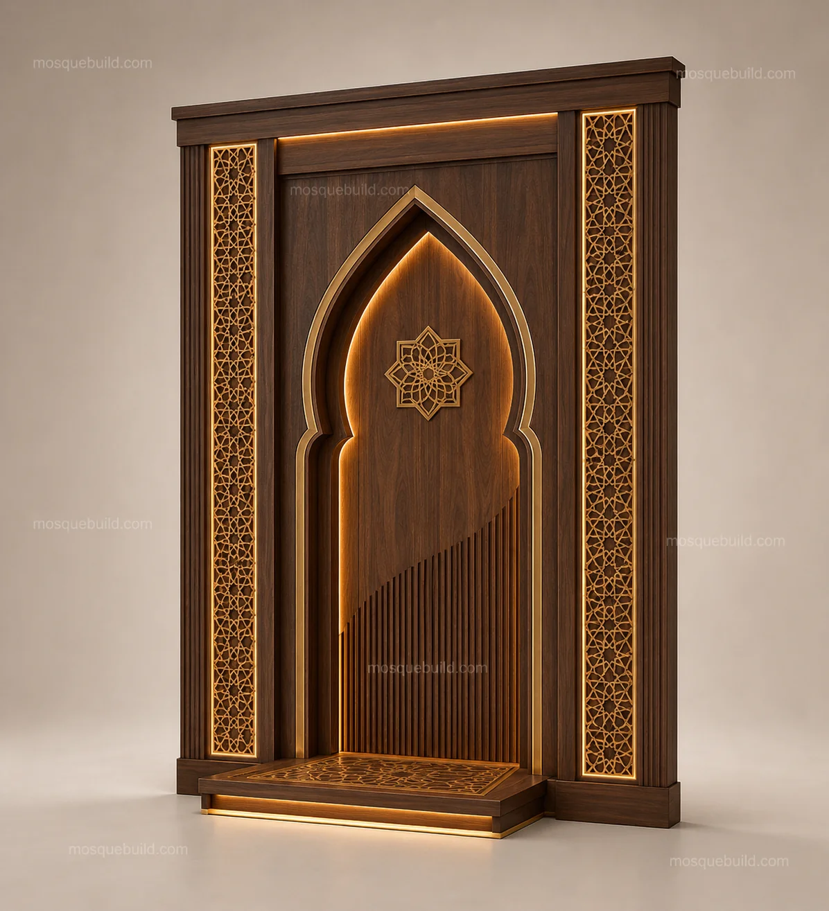Golden Arch Wooden Mosque Door – Main Golden Arch Wooden Mosque Door front product view