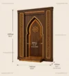 Technical presentation of Golden Arch Wooden Mosque Door with project-specific dimensions