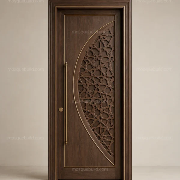 Arabesque Carved Wooden Mosque Door front product view
