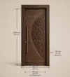 Technical presentation of Arabesque Carved Wooden Mosque Door with project-specific dimensions