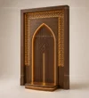 Tall Geometric Arch Wooden Mosque Door front product view