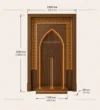 Technical presentation of Tall Geometric Arch Wooden Mosque Door with project-specific dimensions