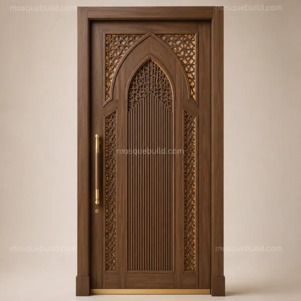 Decorative Lattice Wooden Mosque Door front product view