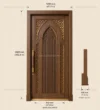 Technical presentation of Decorative Lattice Wooden Mosque Door with project-specific dimensions