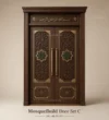 Double-Leaf Carved Wooden Mosque Entrance Door front product view