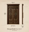Technical presentation of Double-Leaf Carved Wooden Mosque Entrance Door with project-specific dimensions