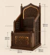 Technical presentation of Upholstered Traditional Wooden Mosque Dais / Kursi with project-specific dimensions