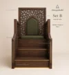 Geometric High-Back Wooden Mosque Dais / Kursi front product view