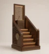 Traditional Lattice Wooden Mosque Minbar front product view