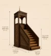 Technical presentation of Canopied Seljuk Wooden Mosque Minbar with project-specific dimensions