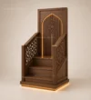 Compact Geometric Wooden Mosque Minbar front product view