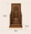 Technical presentation of Compact Geometric Wooden Mosque Minbar with project-specific dimensions