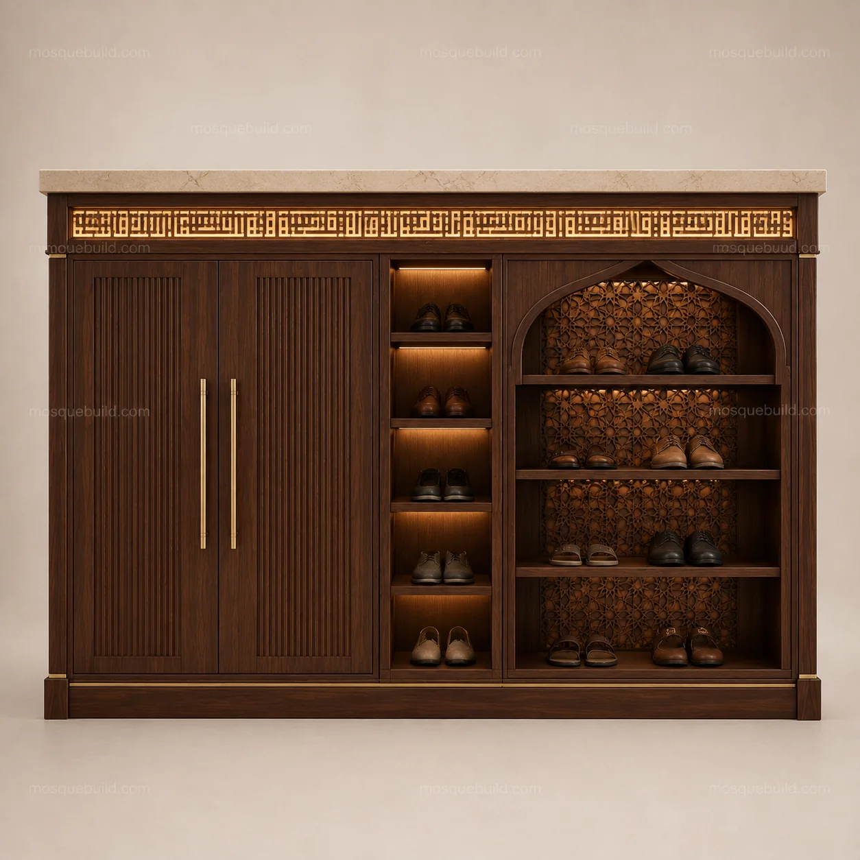 Panelled Mosque Shoe Cabinet