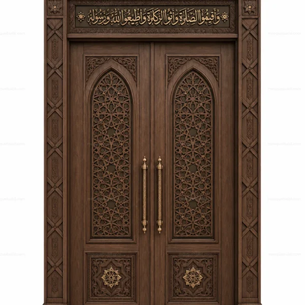 Panelled Islamic Calligraphy Mosque Door – Model DOR-260816-005 front product view