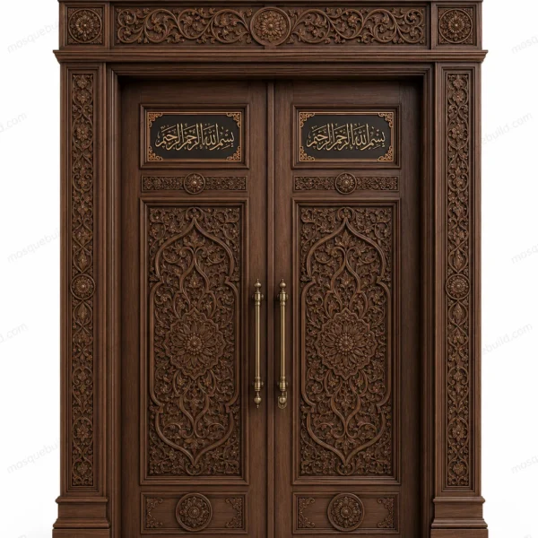 Panelled Islamic Calligraphy Mosque Door – Model DOR-260816-013 front product view