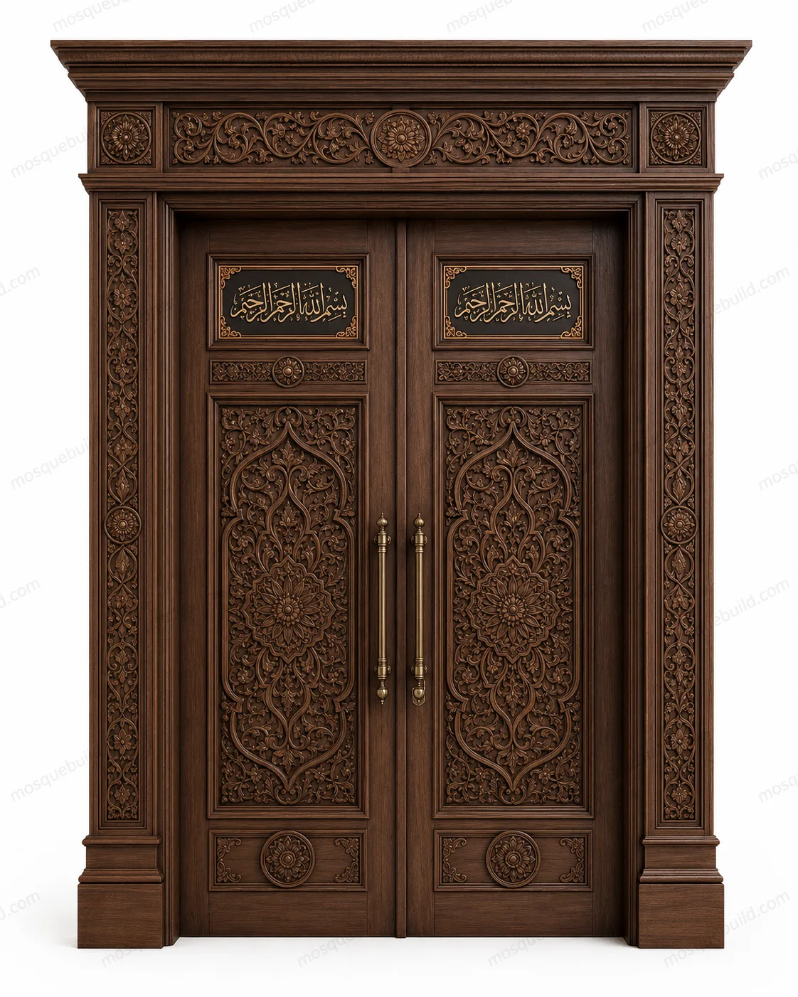 Panelled Islamic Calligraphy Mosque Door – Model DOR-260816-013 – Main Panelled Islamic Calligraphy Mosque Door – Model DOR-260816-013 front product view