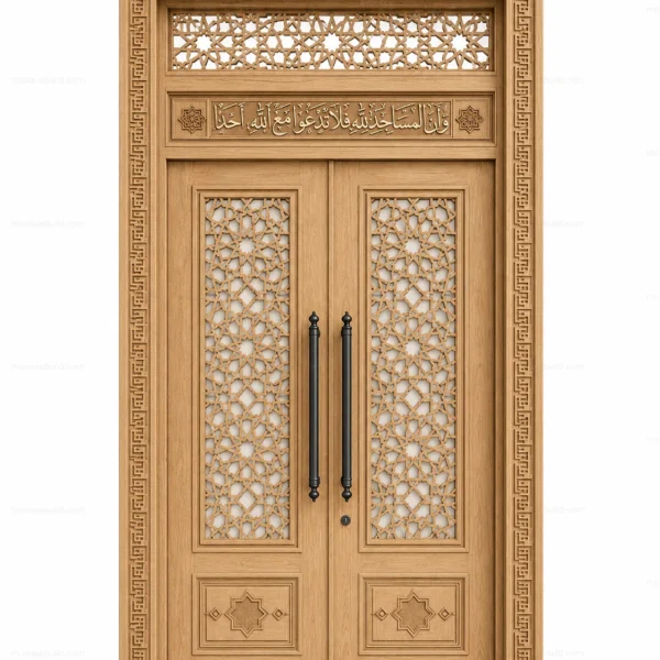 Panelled Islamic Calligraphy Mosque Door – Model DOR-260816-021 front product view