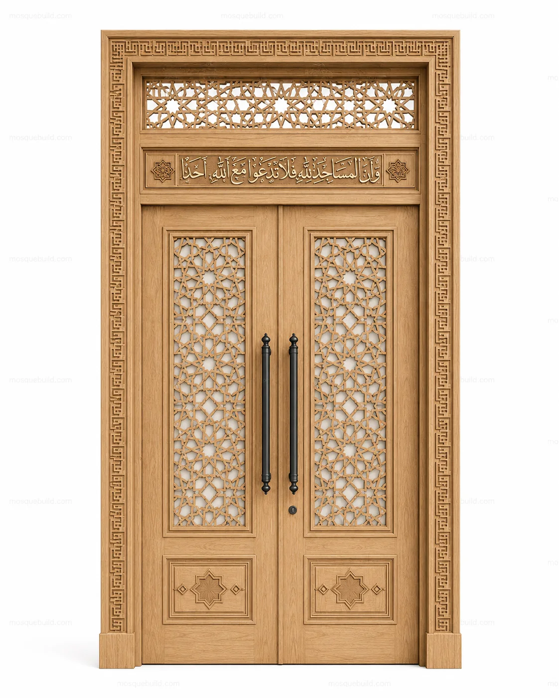 Panelled Islamic Calligraphy Mosque Door – Model DOR-260816-021 – Main Panelled Islamic Calligraphy Mosque Door – Model DOR-260816-021 front product view