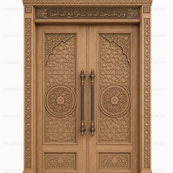 Panelled Islamic Calligraphy Mosque Door – Model DOR-260816-029 front product view