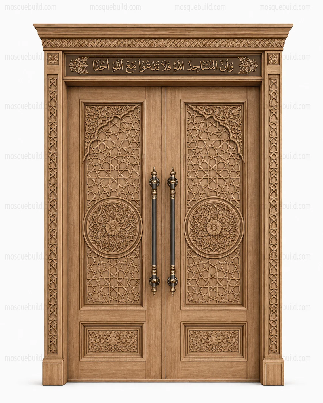 Panelled Islamic Calligraphy Mosque Door – Model DOR-260816-029 – Main Panelled Islamic Calligraphy Mosque Door – Model DOR-260816-029 front product view