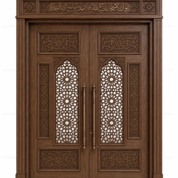 Refined Islamic Calligraphy Mosque Door – Model DOR-260816-007 front product view