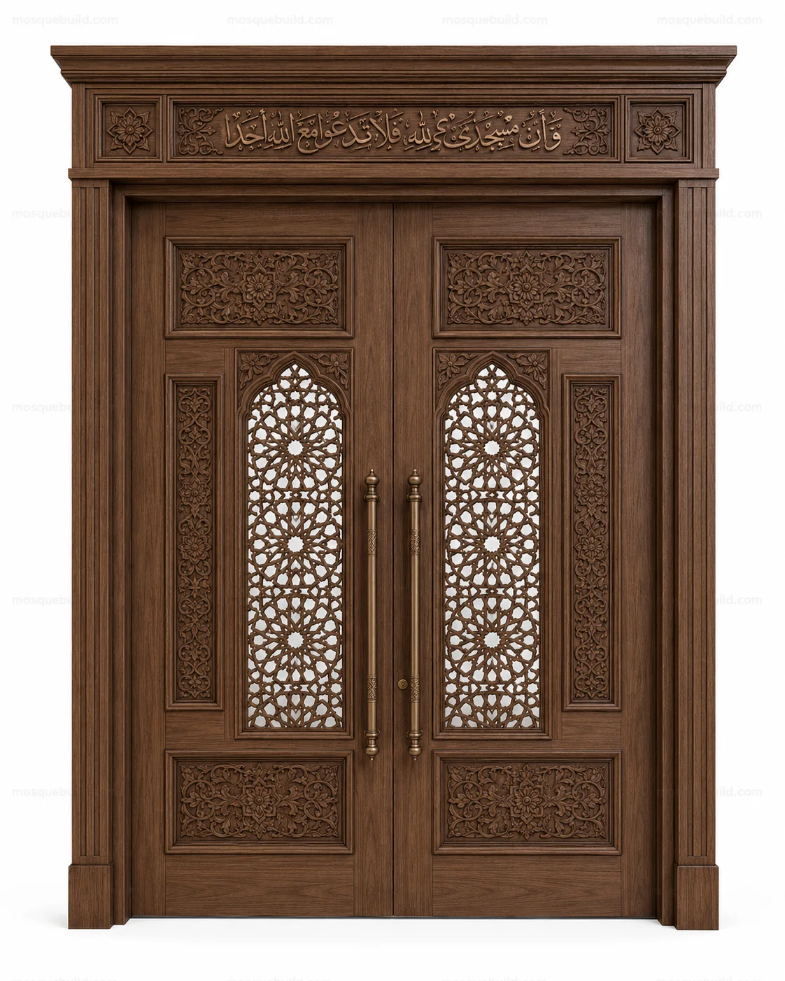 Refined Islamic Calligraphy Mosque Door – Model DOR-260816-007 – Main Refined Islamic Calligraphy Mosque Door – Model DOR-260816-007 front product view