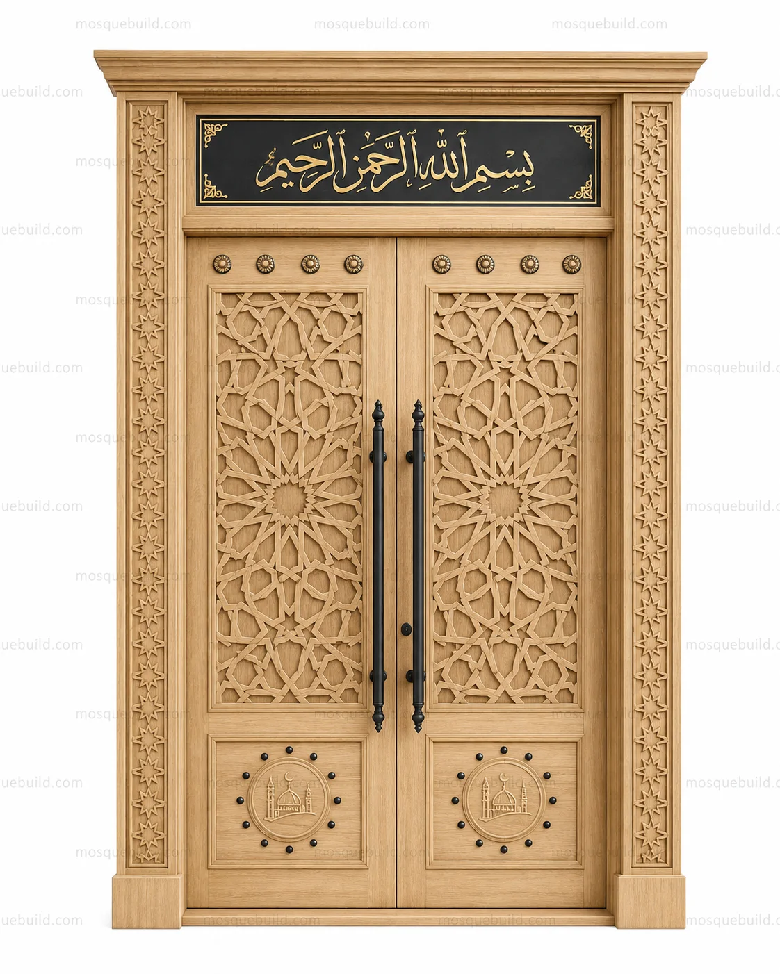 Refined Islamic Calligraphy Mosque Door – Model DOR-260816-015 – Main Refined Islamic Calligraphy Mosque Door – Model DOR-260816-015 front product view