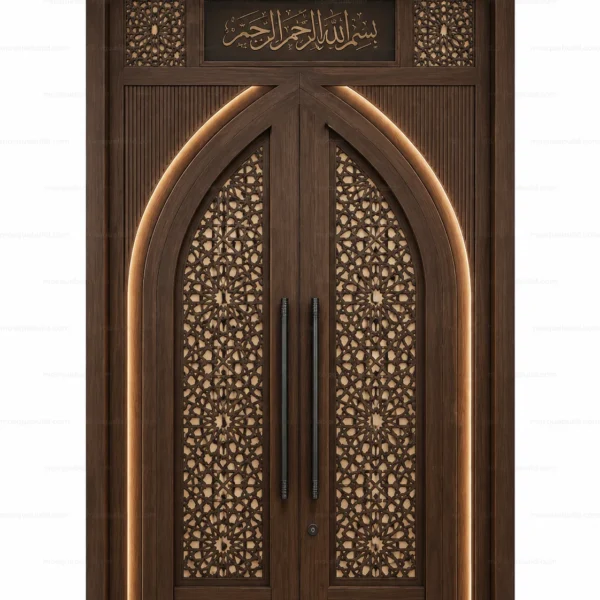 Refined Islamic Calligraphy Mosque Door – Model DOR-260816-023 front product view