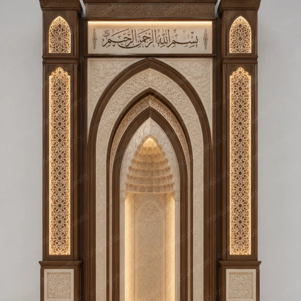 Sculptural Modern Mosque Mihrab – Model MIH-260816-021 front product view