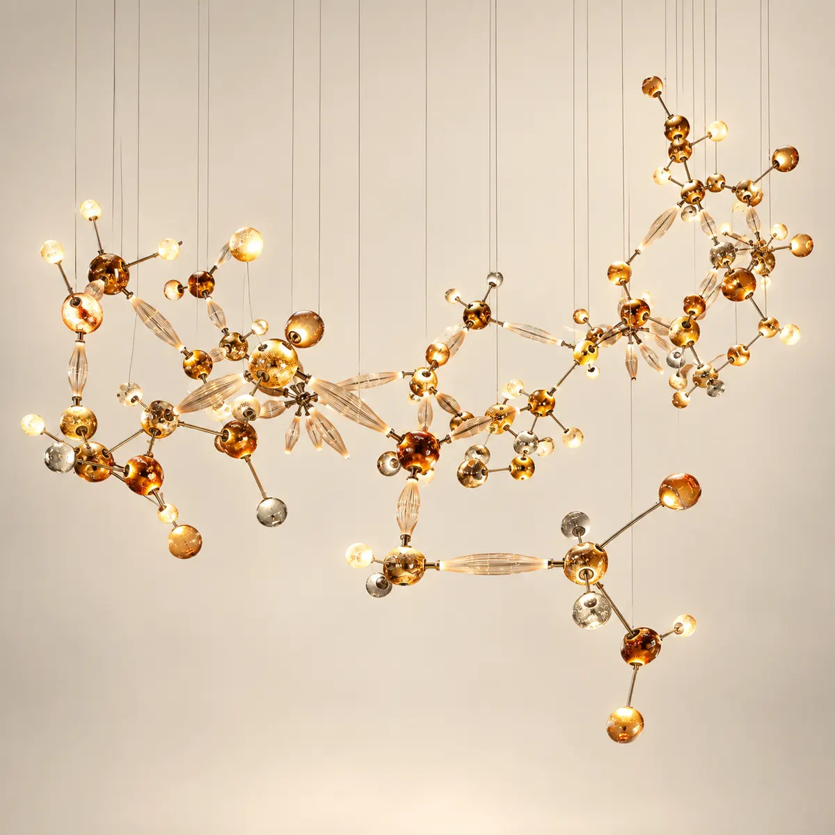 Molecular Amber Glass Constellation Chandelier - 1