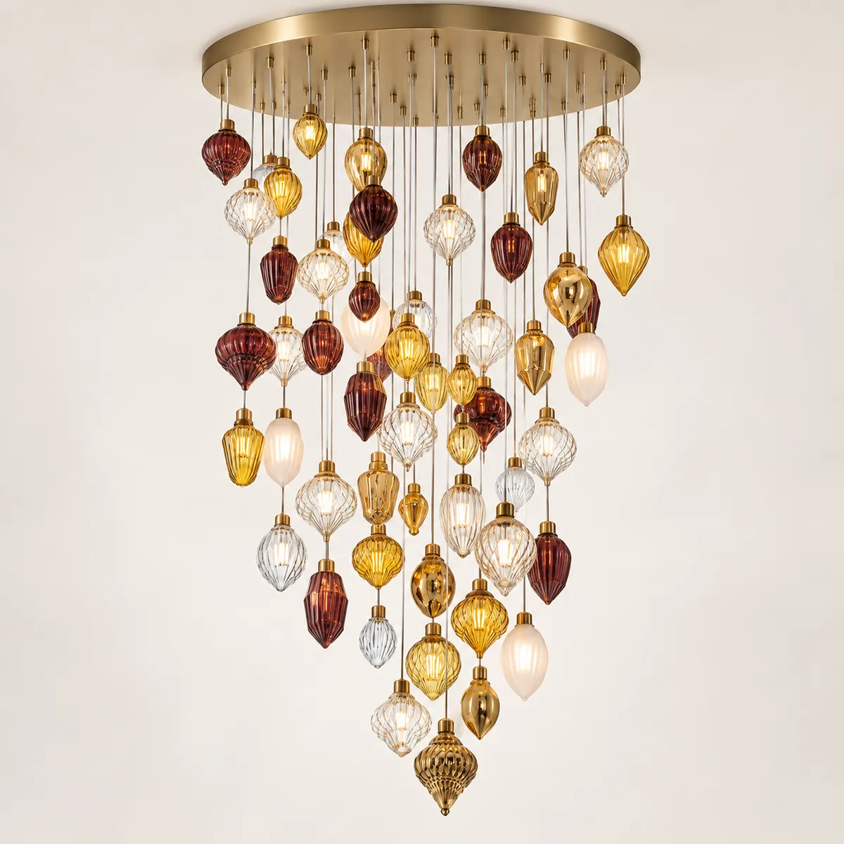 Multicolor Blown Glass Cascade Chandelier - 1