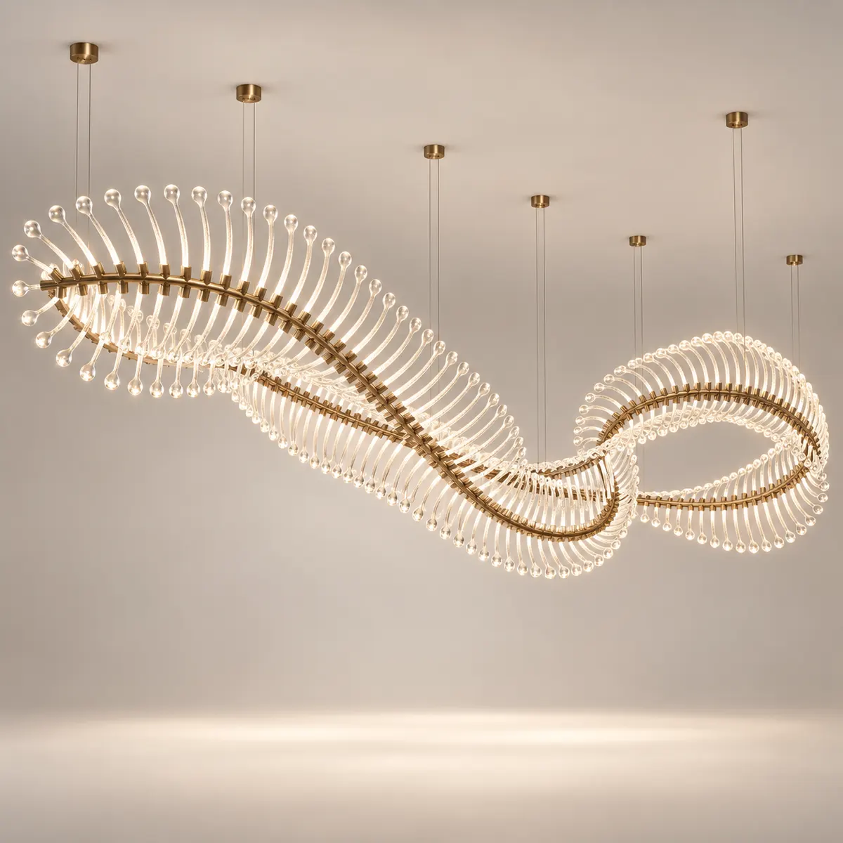 Handcrafted Glass Wave Sculpture Chandelier - 1