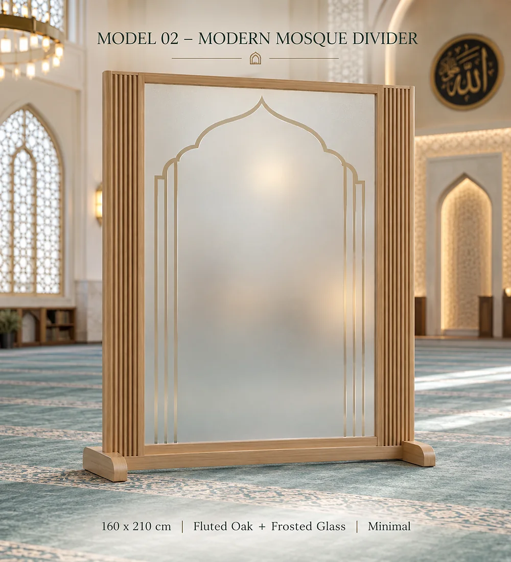 mosque-divider-model-02-oak-frosted-glass-160x210cm Mosque Divider Model 02 Oak Frosted Glass 160 × 210 cm | MosqueBuild custom mosque prayer area divider and privacy screen