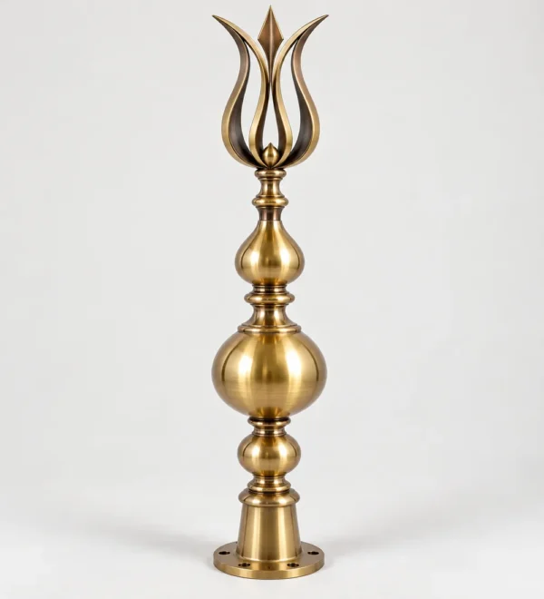 Mb Alm 01 03 Tulip Crown Brass Minaret Finial | MosqueBuild custom mosque minaret or dome crescent finial