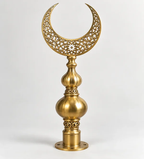 Mb Alm 01 06 Arabesque Gold Filigree Crescent Finial | MosqueBuild custom mosque minaret or dome crescent finial
