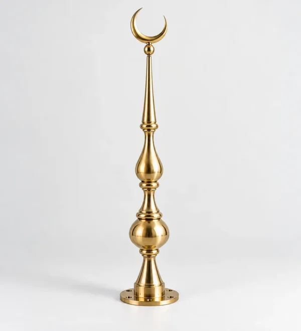 Mb Alm 01 08 Slim Gold Crescent Minaret Finial | MosqueBuild custom mosque minaret or dome crescent finial
