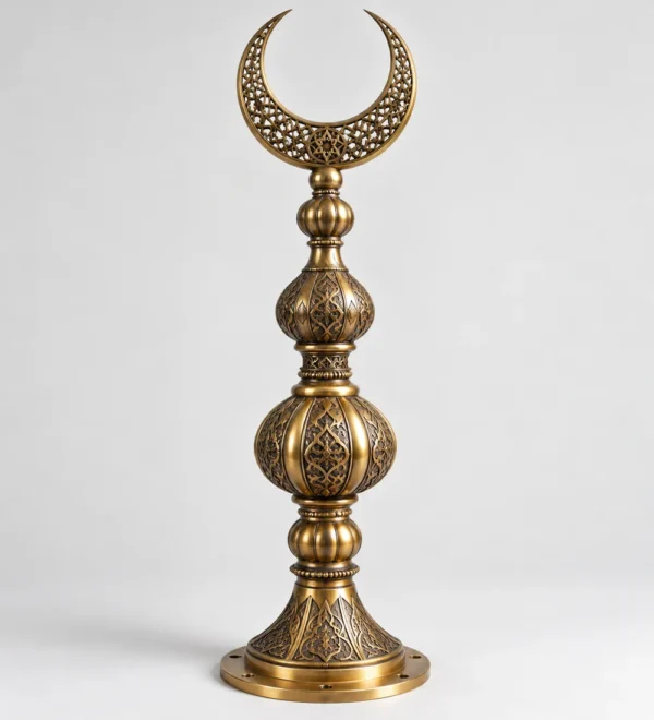 Mb Alm 01 10 Engraved Ottoman Brass Crescent Finial | MosqueBuild custom mosque minaret or dome crescent finial