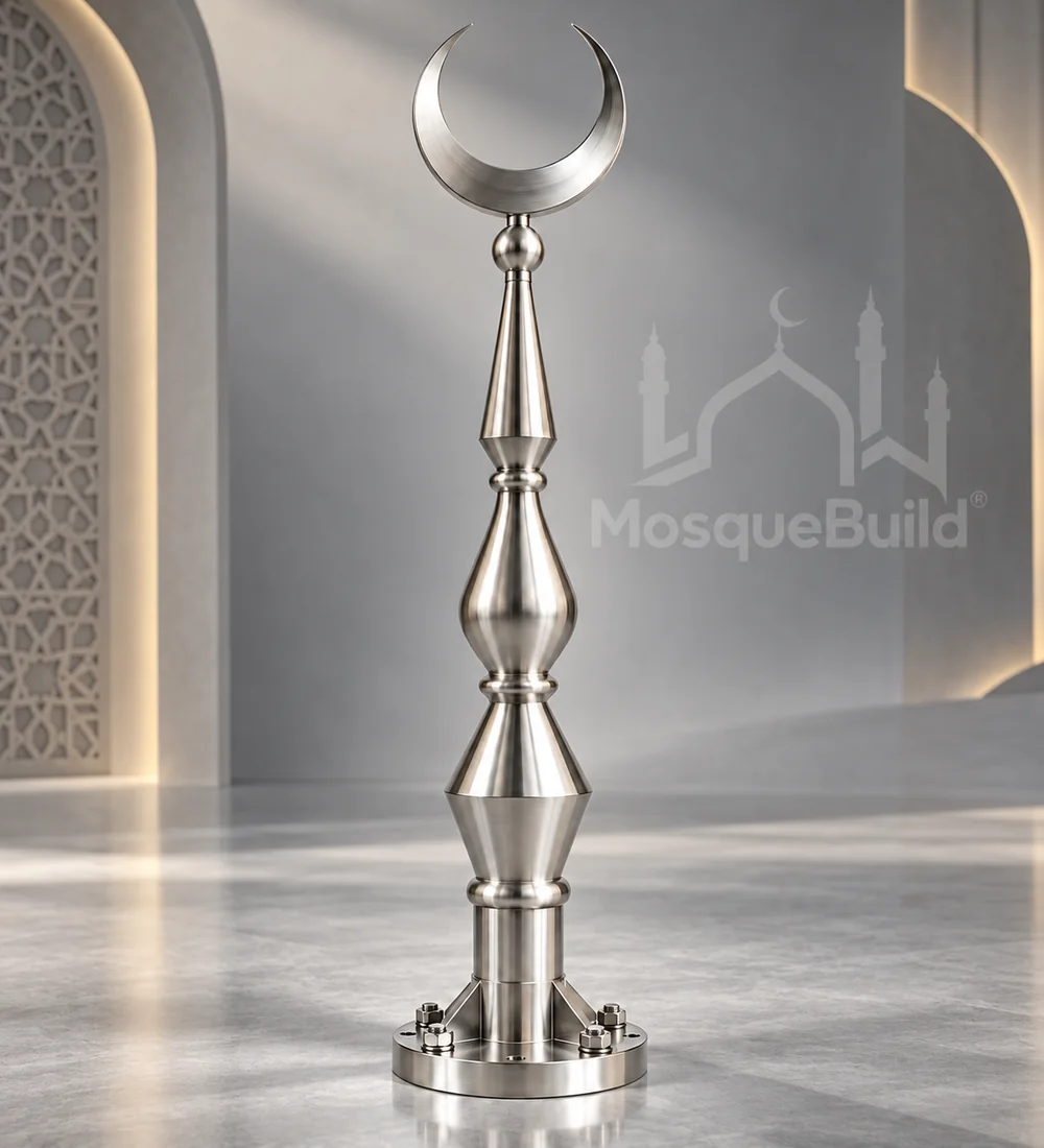 mosquebuild-mb-alm-02-02-premium-silver-slender-crescent-finial Mb Alm 02 02 Premium Silver Slender Crescent Finial | MosqueBuild custom mosque minaret or dome crescent finial